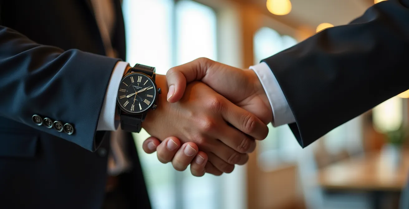 Poignée de main entre agent immobilier et client dans un bureau lumineux