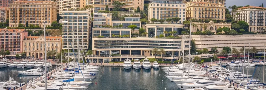Vue panoramique du port de Monaco avec immeubles résidentiels de prestige en arrière-plan